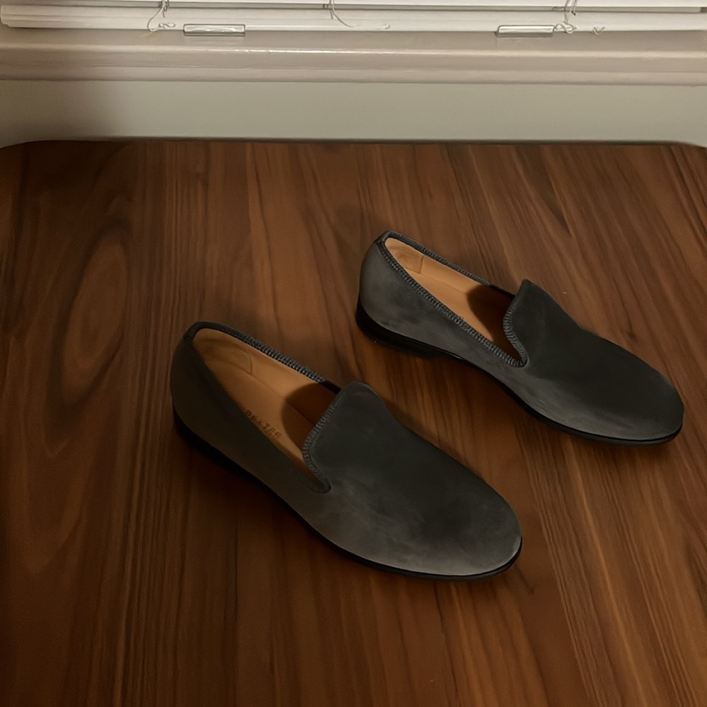 Brand New Grey Suede Duke & Dexter Loafers. Size 10. Handmade in England.